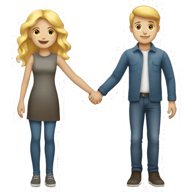 Blonde girl and read head boy holding hands emoji