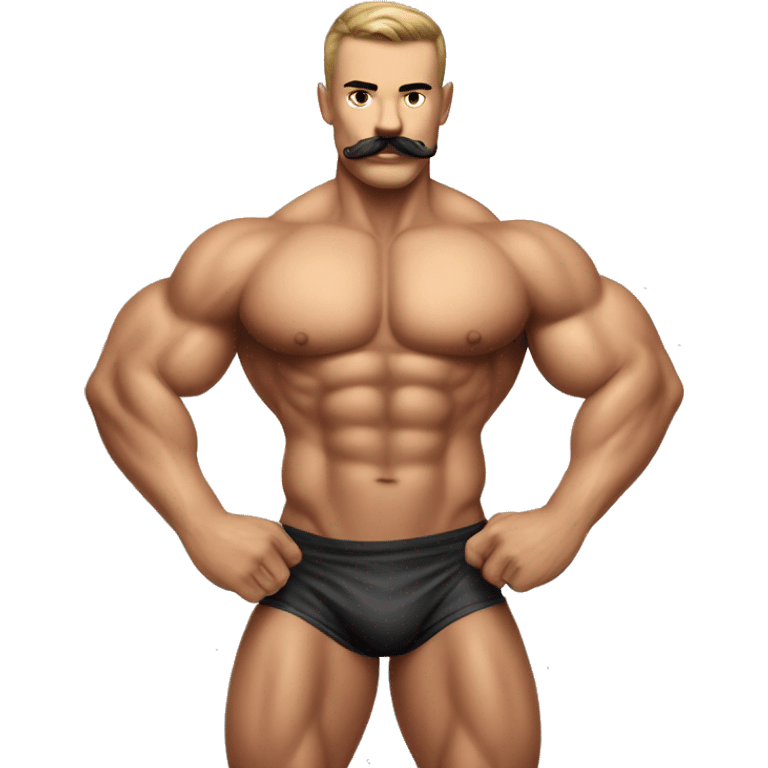 Muscular gay bodybuilder with mustache bikini realistic emoji