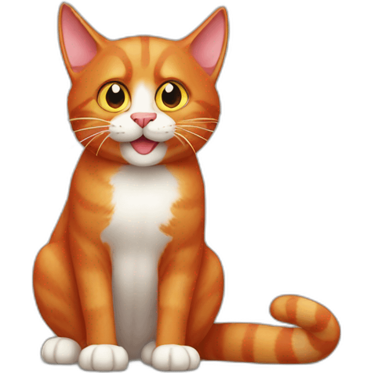 Red cat with a long tongue hanging out emoji