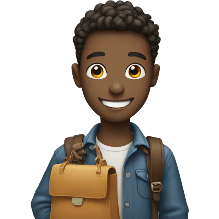 smiling boy with bag emoji