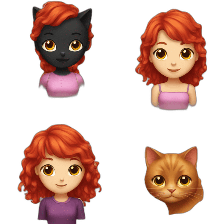 black cat and a red hair girl emoji