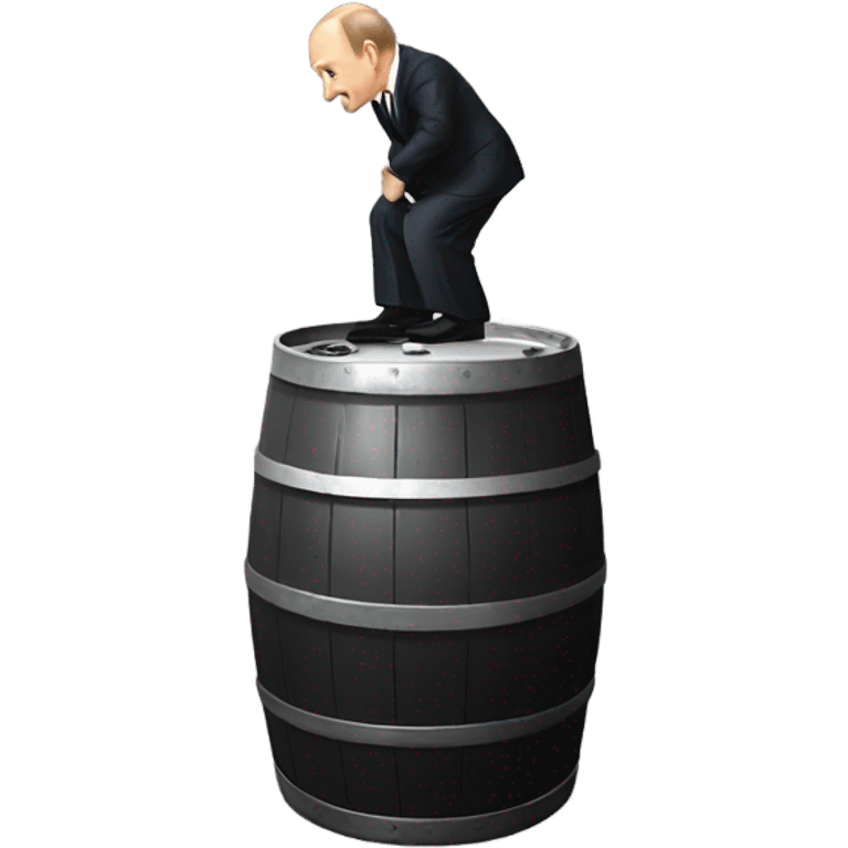 Vladimir Putin doing a hand stand  on a keg emoji