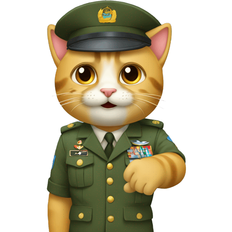 UN gatito haciendo el saludo militar. emoji