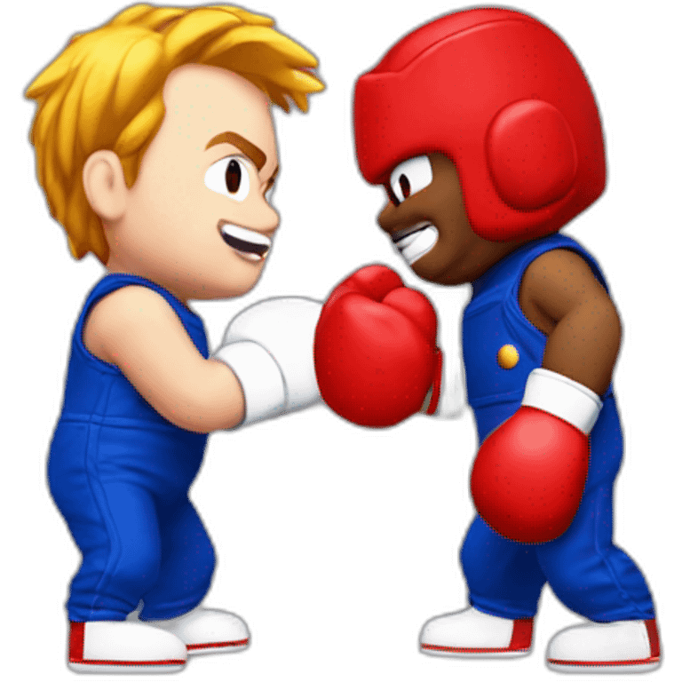 Chucky boxing with mario emoji