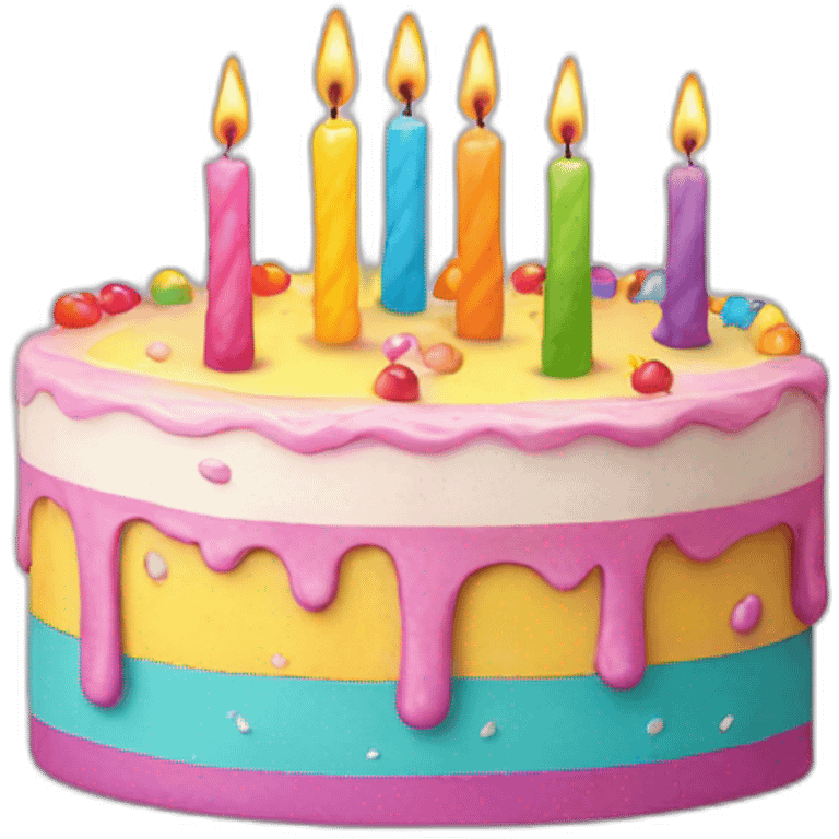 smiling cake colorful candles 15 emoji