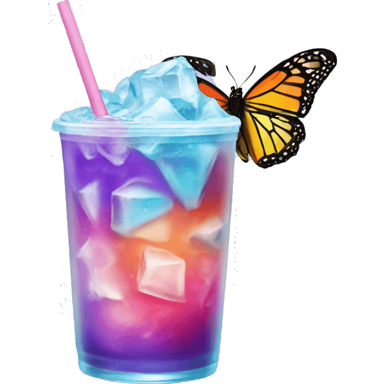 iced colorful drink with butterfly logo  emoji