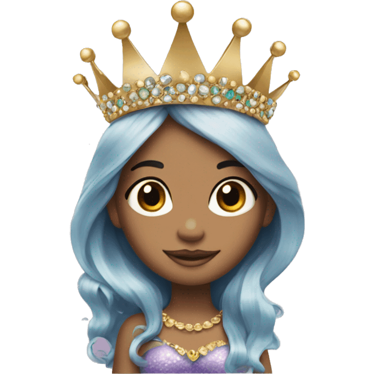 girl with crown and jewelry into a mermaid emoji