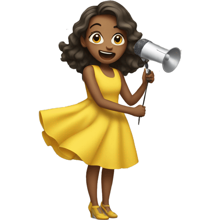 a girl singing in a yellow dress emoji