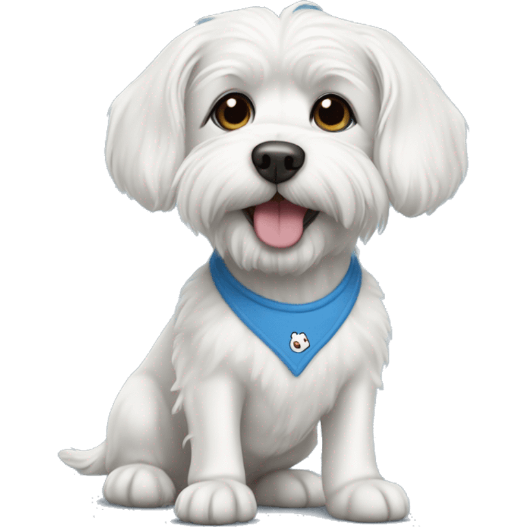 White dog Maltese in blue T-shirt  emoji