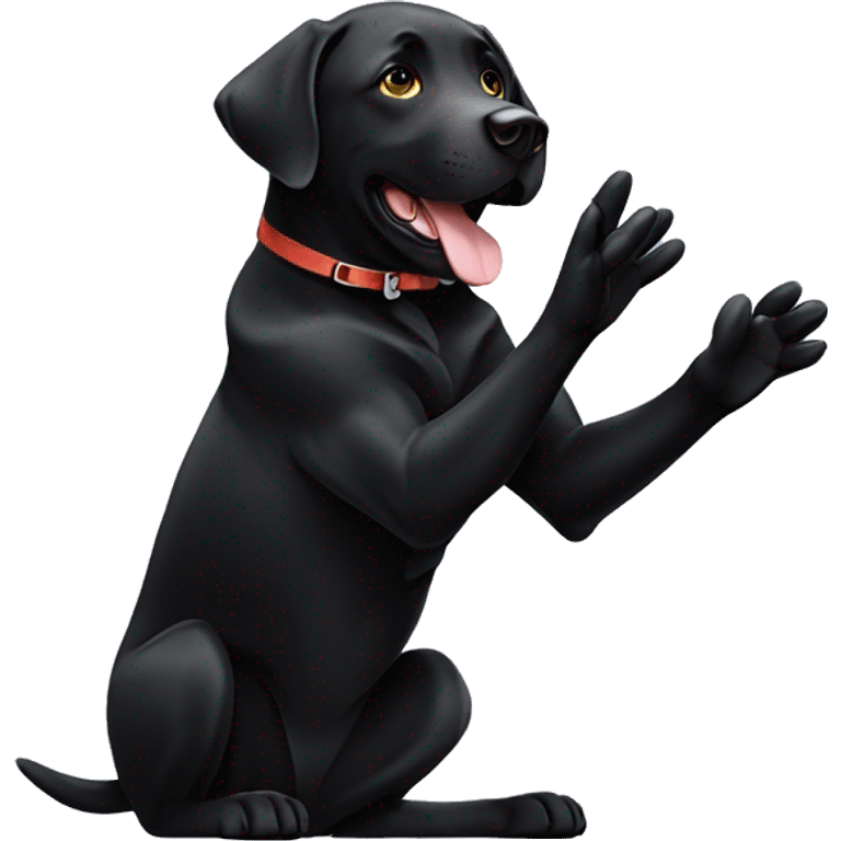 black labrador makes high five with his paw, only the upper body emoji