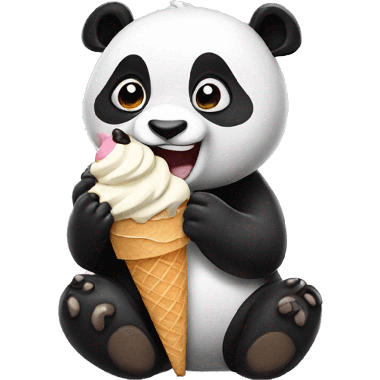 Panda eating ice cream emoji