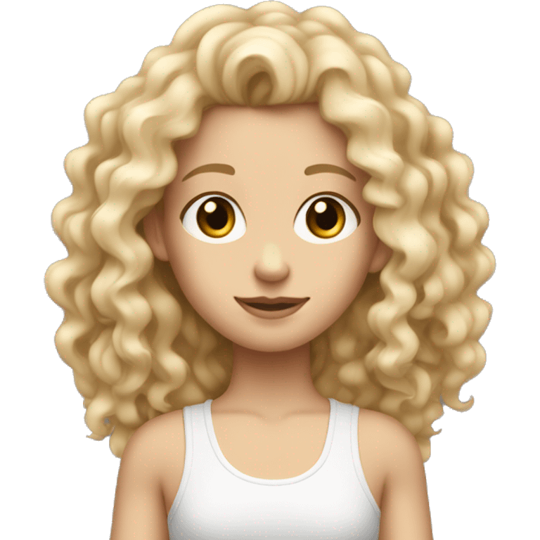 white girl with really curly long blonde hair wearing tank top emoji