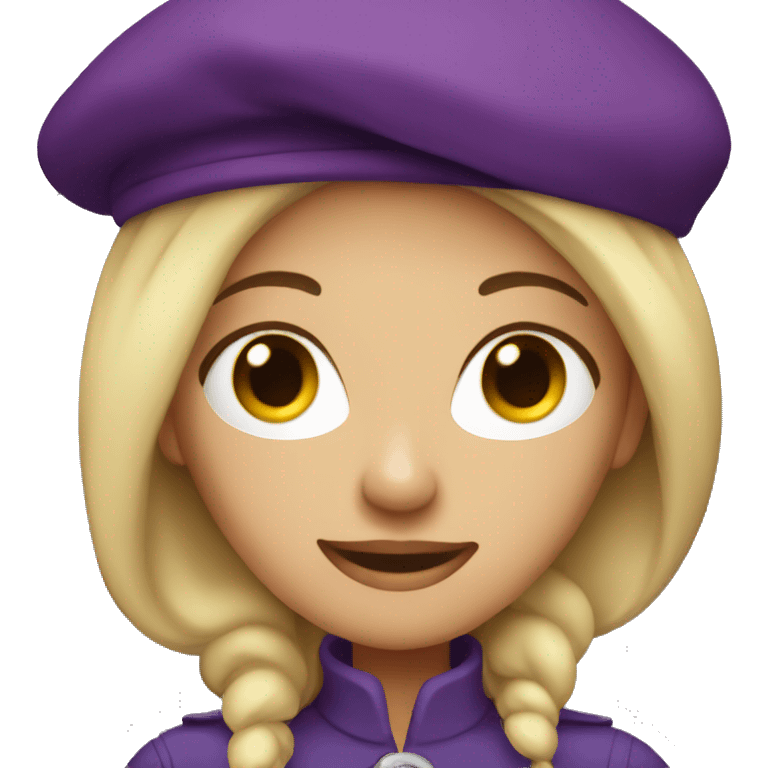 blonde woman in purple beret emoji