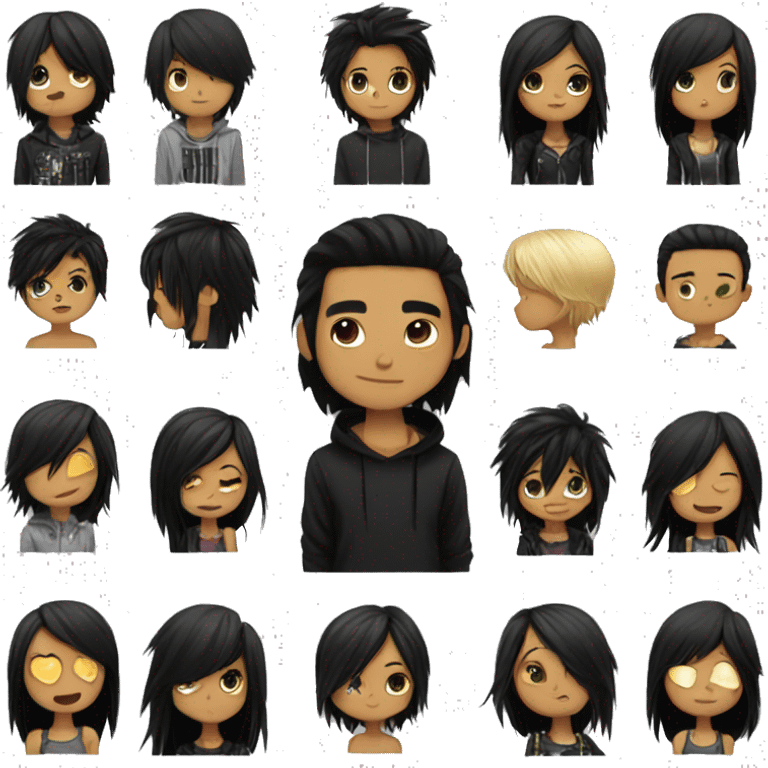 kiss  emo guy black hair black with girl black hair emoji