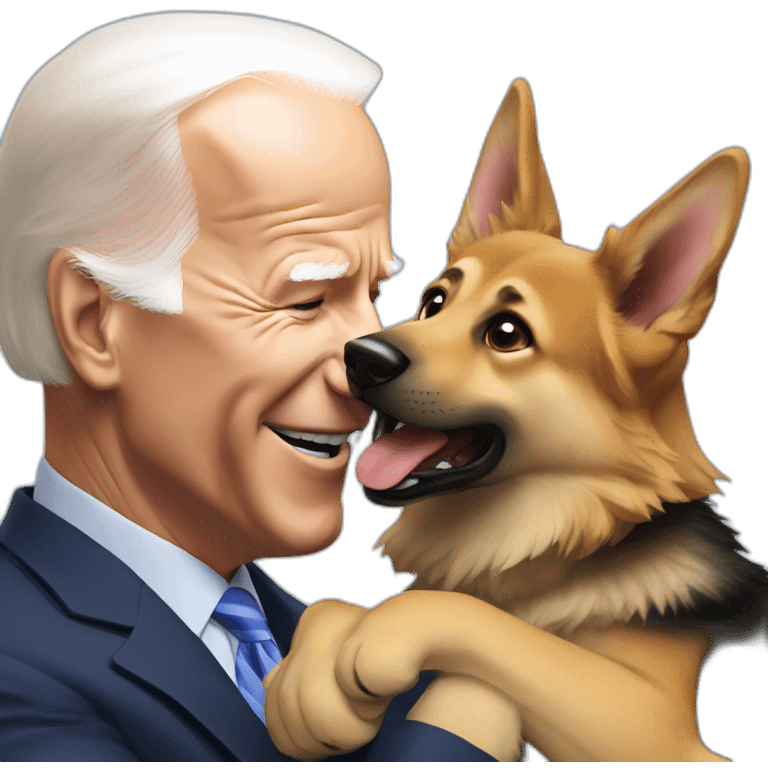 Joe biden being bit by german sheppard emoji