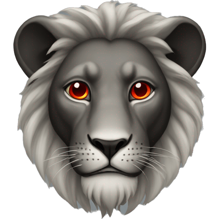 Black lion with red eyes emoji