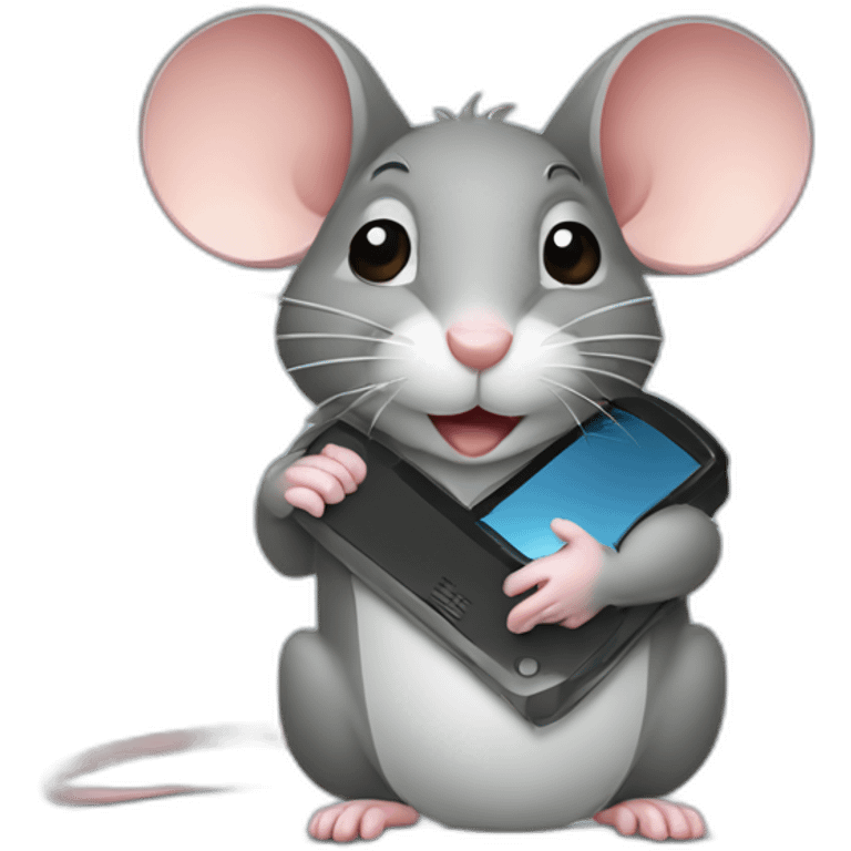 mouse holding computer mouse emoji