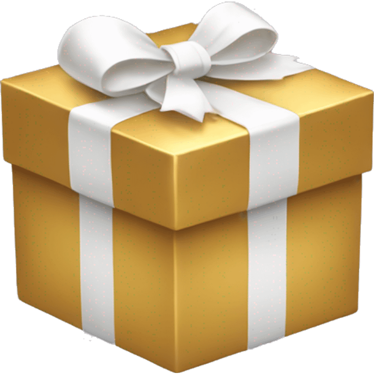 Golden gift box with white cute bow  emoji