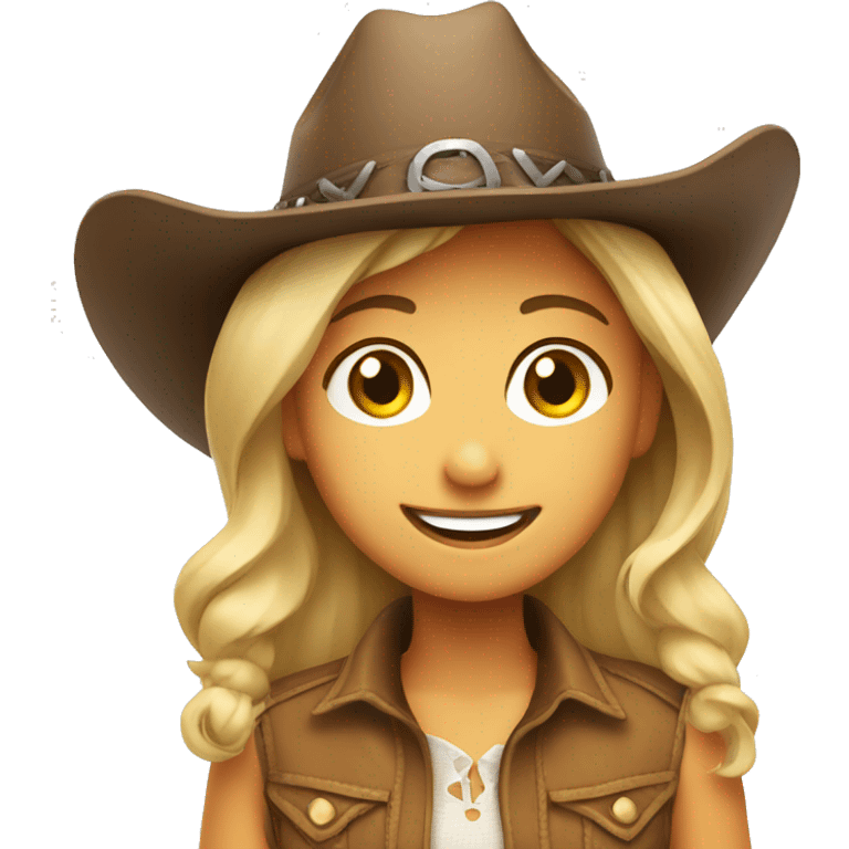 smiling girl in cowboy hat emoji