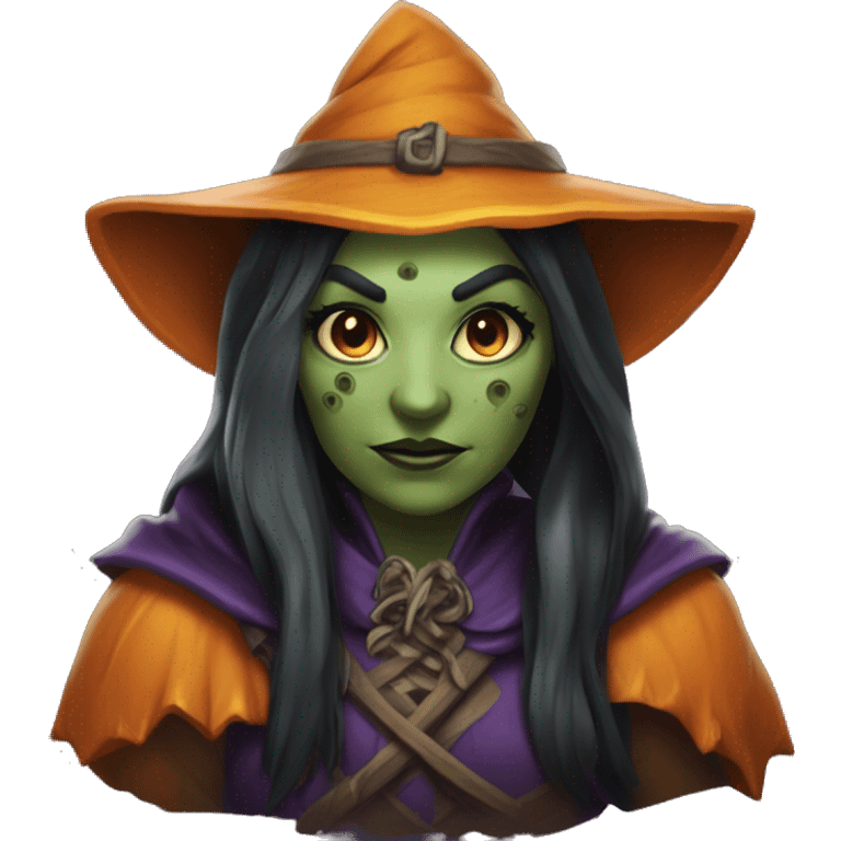 half-orc female wizard necromancer pumpkin emoji