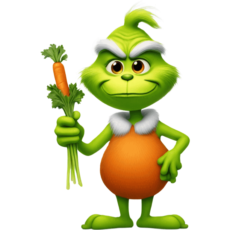 the grinch holding a carrot emoji