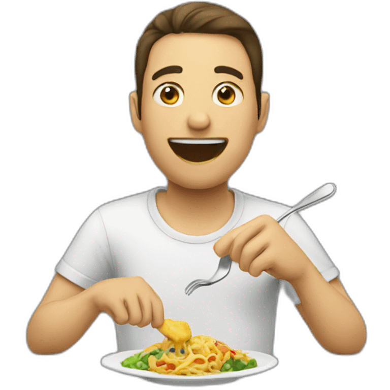 A man eating emoji