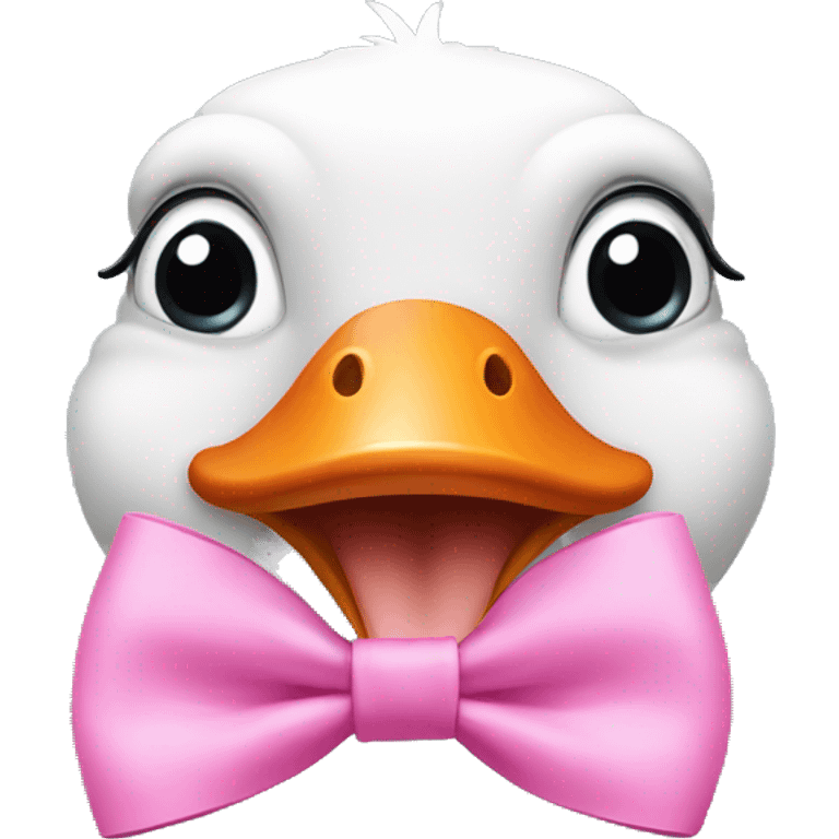 Goose silly face pink bow emoji