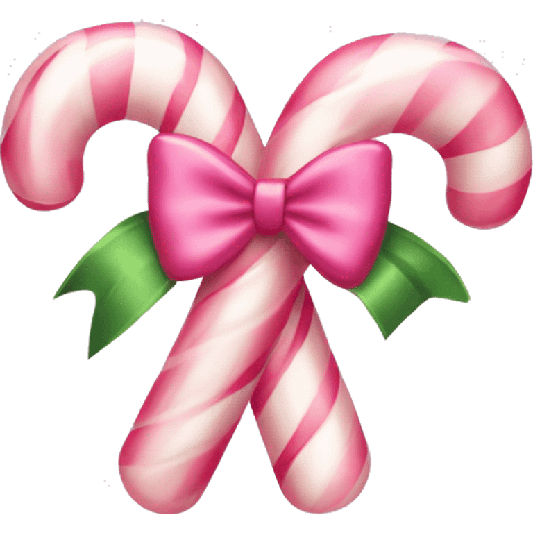 A light pink candy canes, with pink bow on it emoji