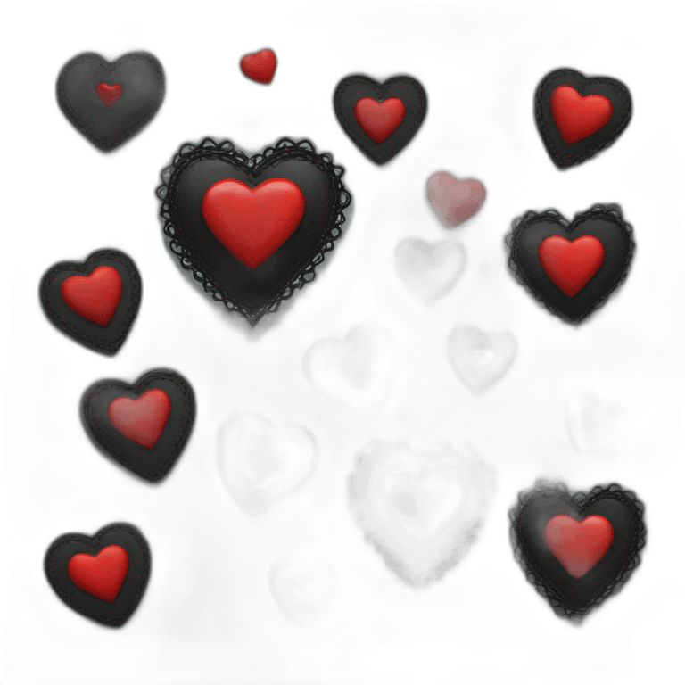 Black leather heart with red lace border emoji