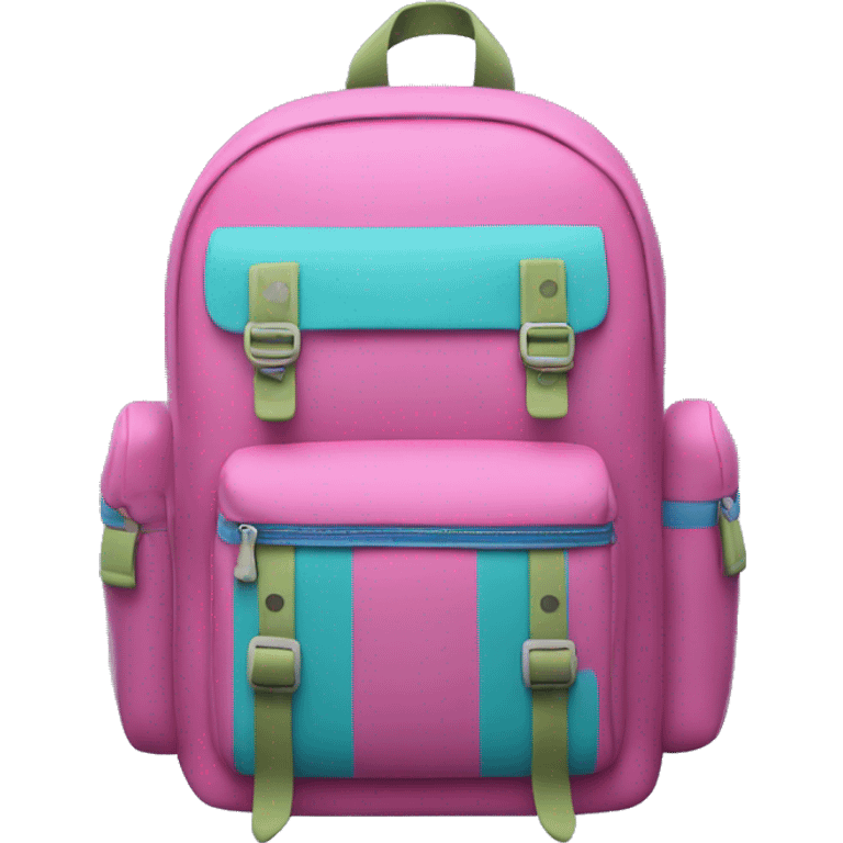 pink, blue and green backpack emoji