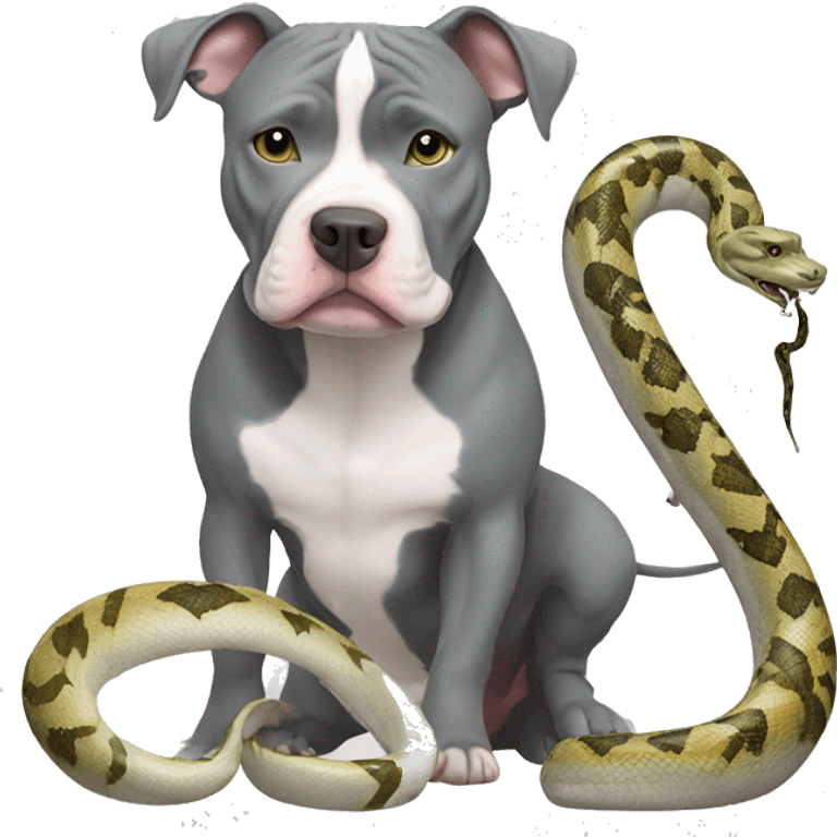 grey and white pitbull with snake emoji