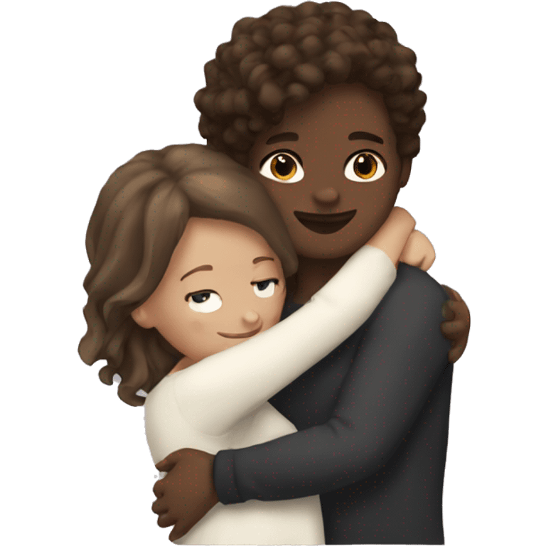 brown hair white girl hugging brown hair black girl emoji