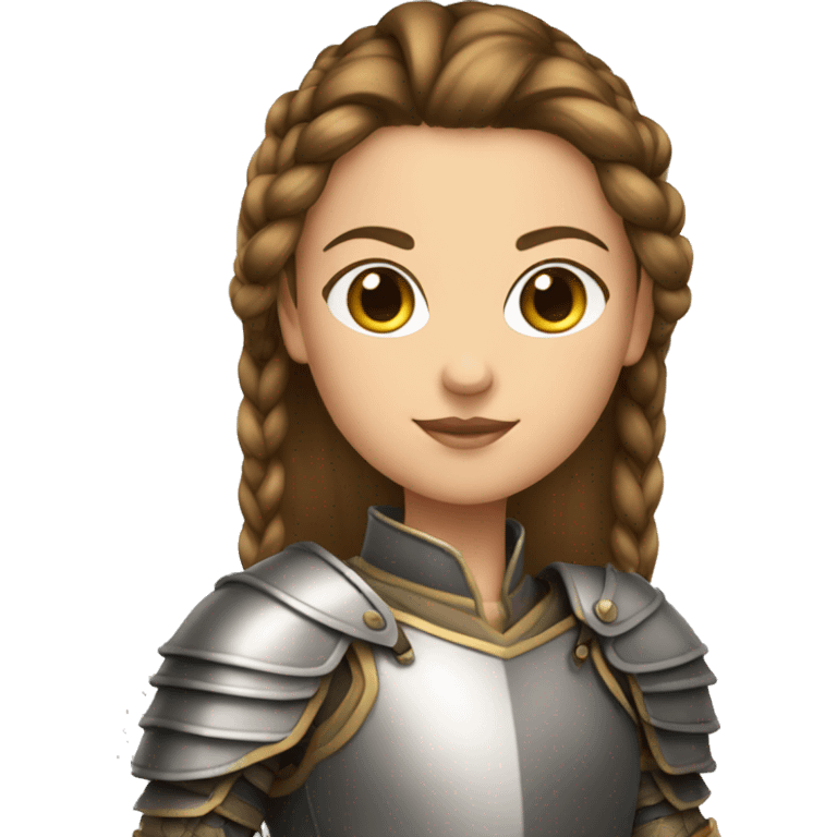 Girl knight with French braids, brown hair and sunglasses emoji