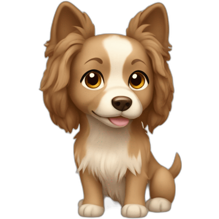 Little Dog beige with brown fall ears long hair emoji