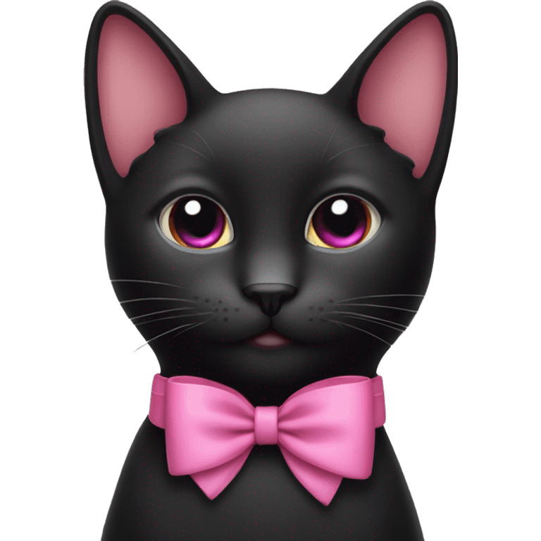  black cat with a pink bow on their right ear emoji