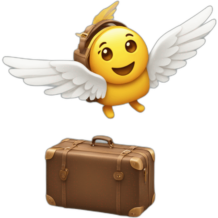 Flying suitcase with wings emoji