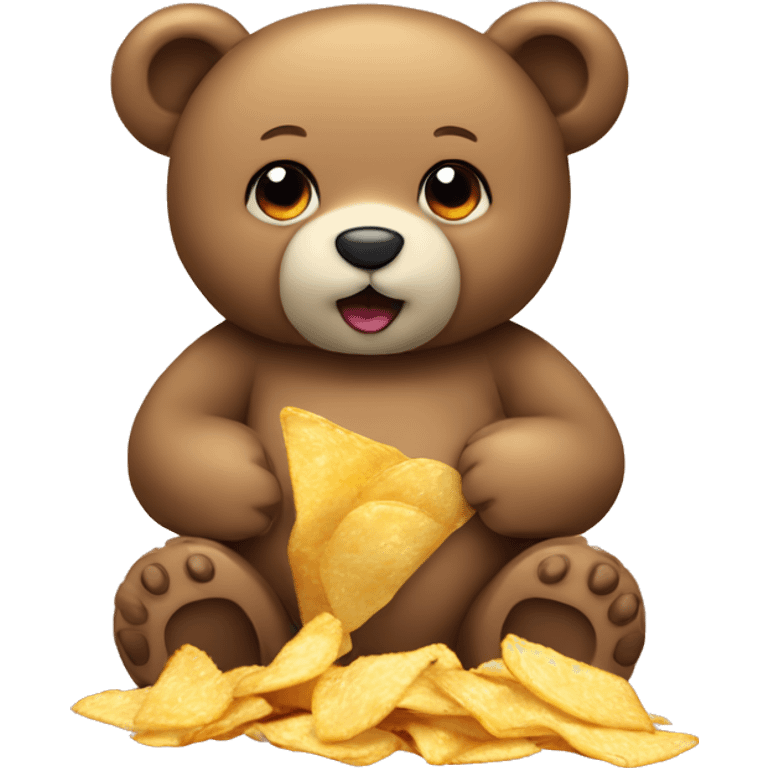 cute Teddy bear eating chips  emoji