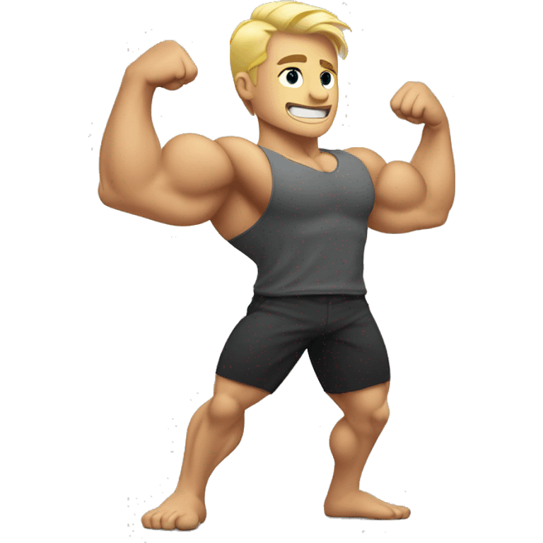 muscly blonde man flexing arm muscles emoji