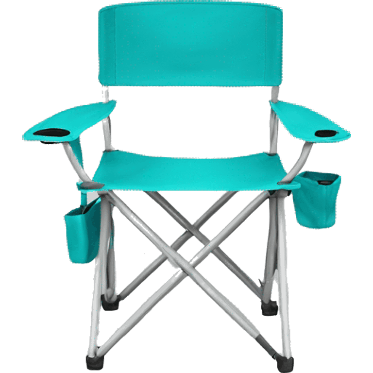 Realistic turquoise camping folding chair isolated.  emoji