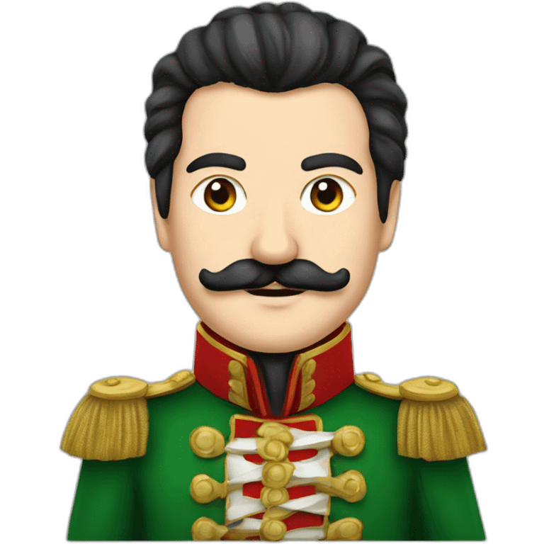 Peter The Great, black hair and moustache, green and red imerial costume emoji