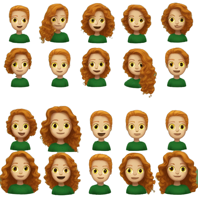 Ginger woman long wavy hair green sweater emoji