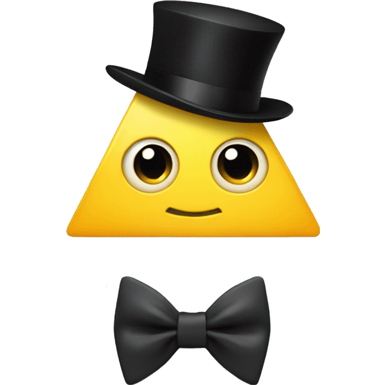 Yellow triangle with one eye and black top hat with bowtie emoji