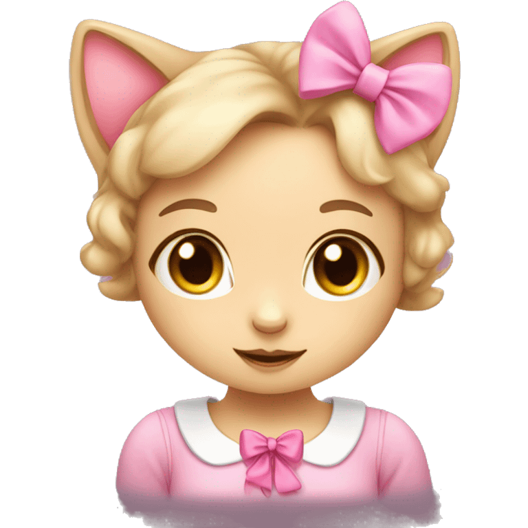 Cute Cat Girl with Pink Bow emoji