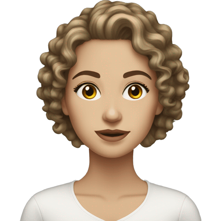 white women fabulous hazel eyes medium long brown hair curly emoji