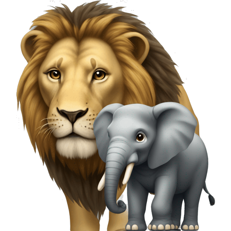 lion and elephant mixed emoji