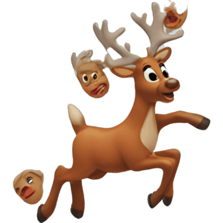 Rudolph the red nosed reindeer flying  emoji