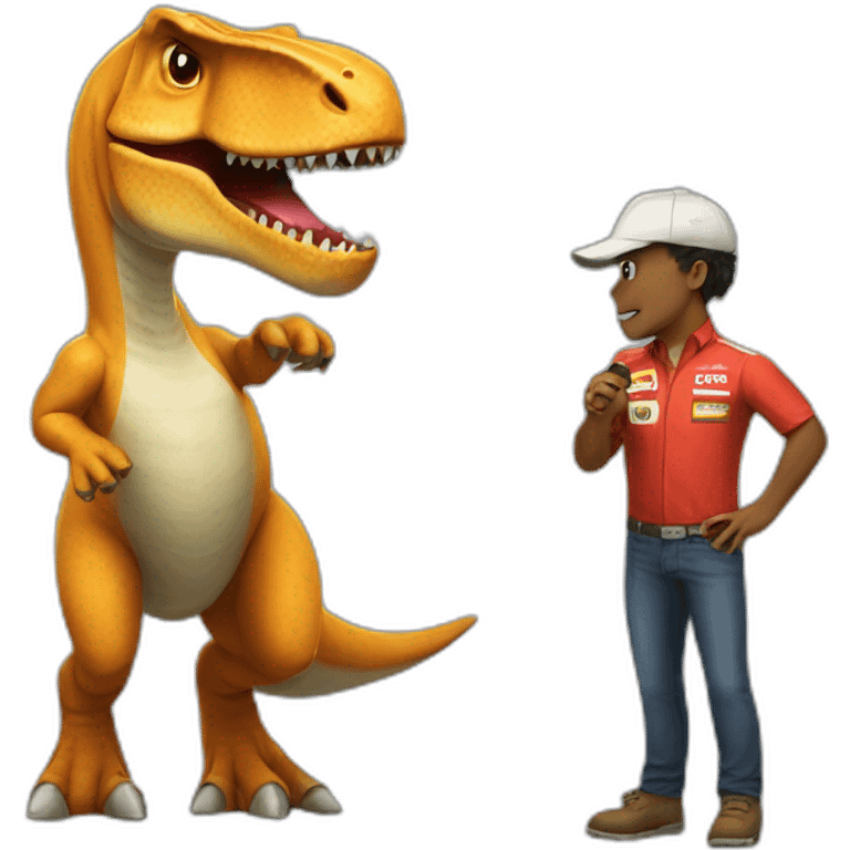 f1 and t-rex emoji