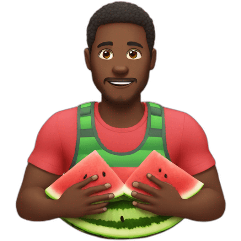 black man eating watermelon emoji