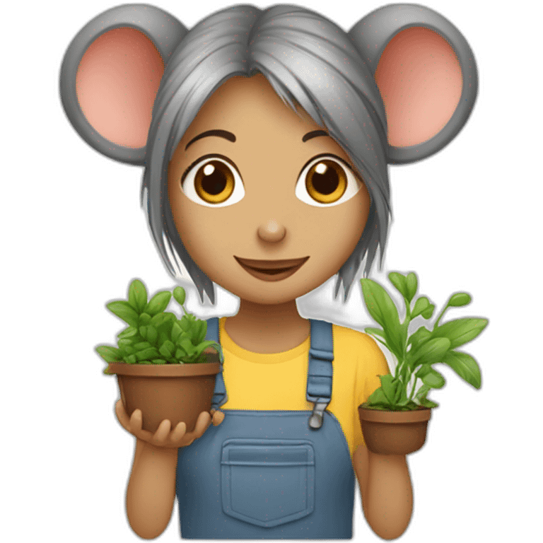 rat fille avec des plantes emoji