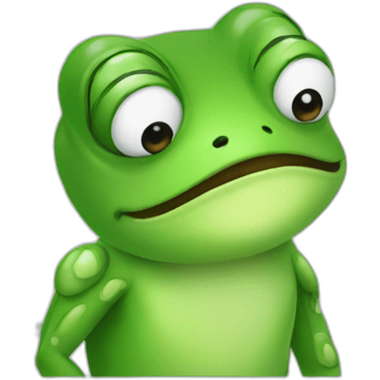 frog looking at a chart emoji